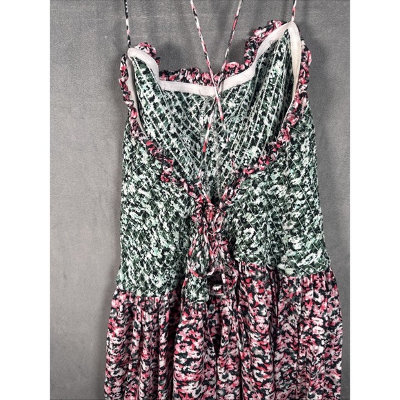 Free People Women's Boho Floral One I Love Green Pink Maxi Dress Sz S - Picture 9 of 13